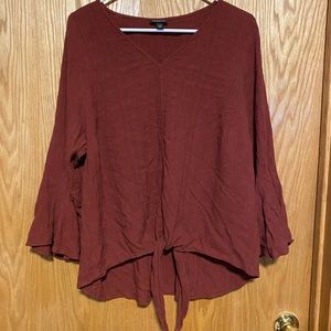 Tie Front Top with Bell Sleeves